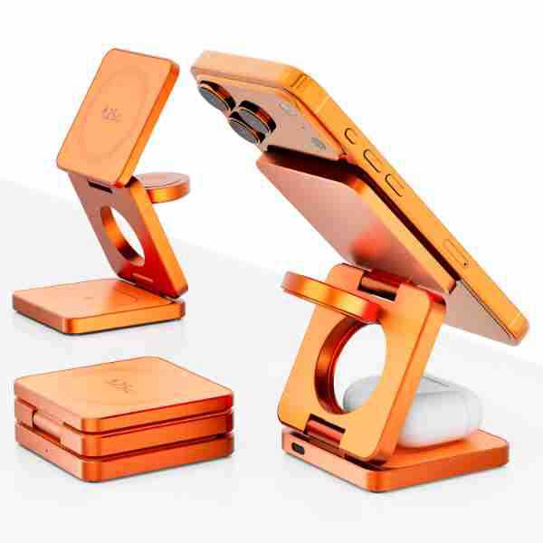 3-in-1 Foldable Magnetic Wireless Charging Desktop Stand