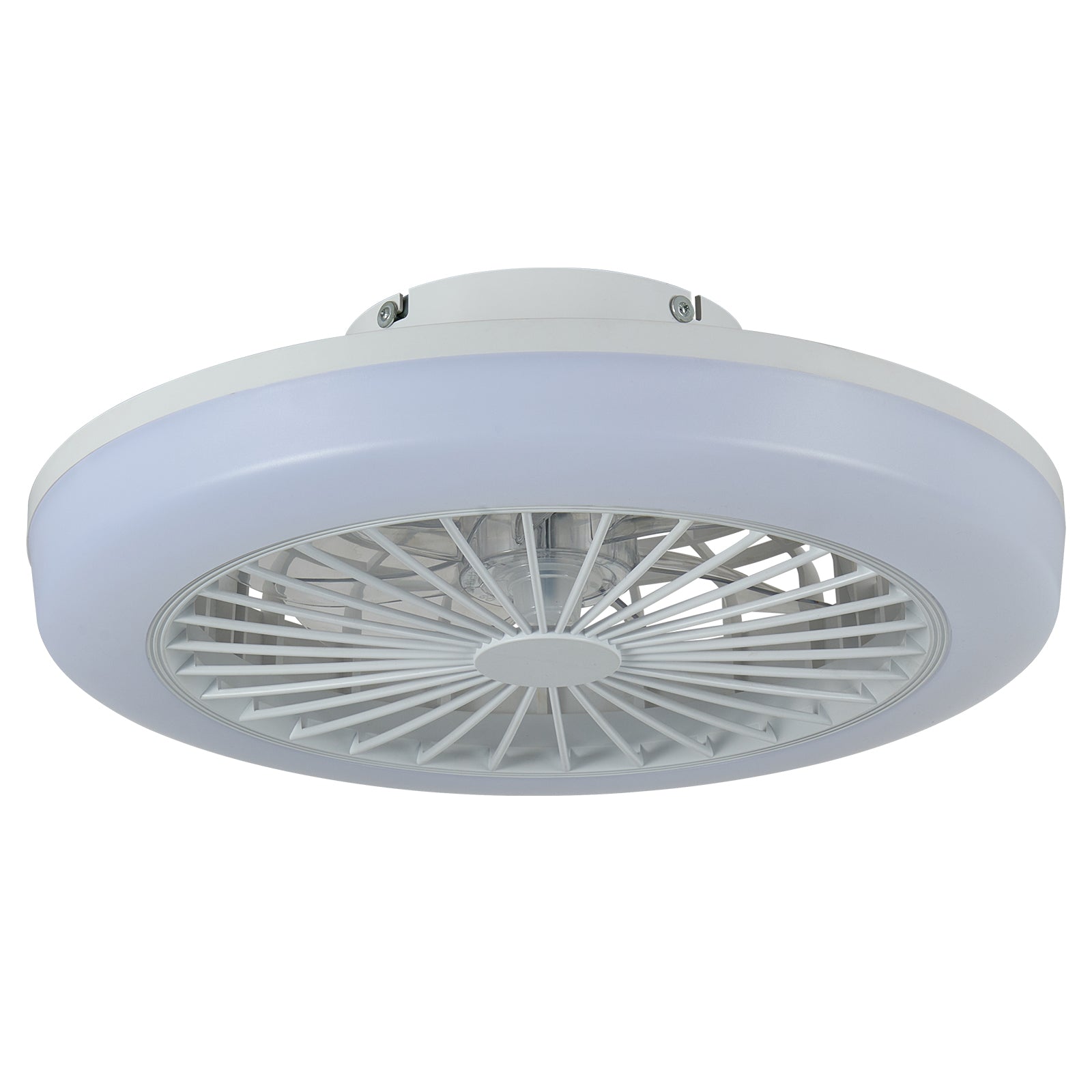 18 Inch Ceiling Fan With RGB Light Remote, Smart LED Ceiling Fans With Remote App Control, Modern Low Profile Dimmable Light Ceiling Fan For Bedroom Living Room White
