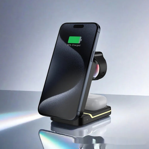 3-in-1 Fast-Charging Foldable Stand With Magnetic Wireless Charging
