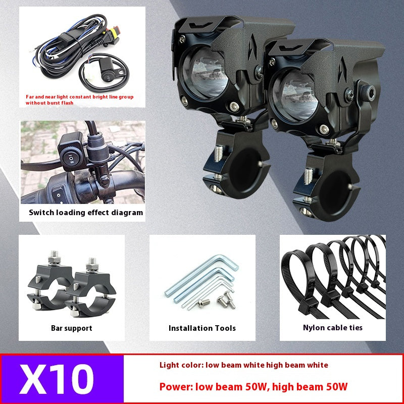 Motorcycle Spotlight Electric Car Modification Accent Light Lens Street Lamp Far And Near Light Integrated Tangent Led